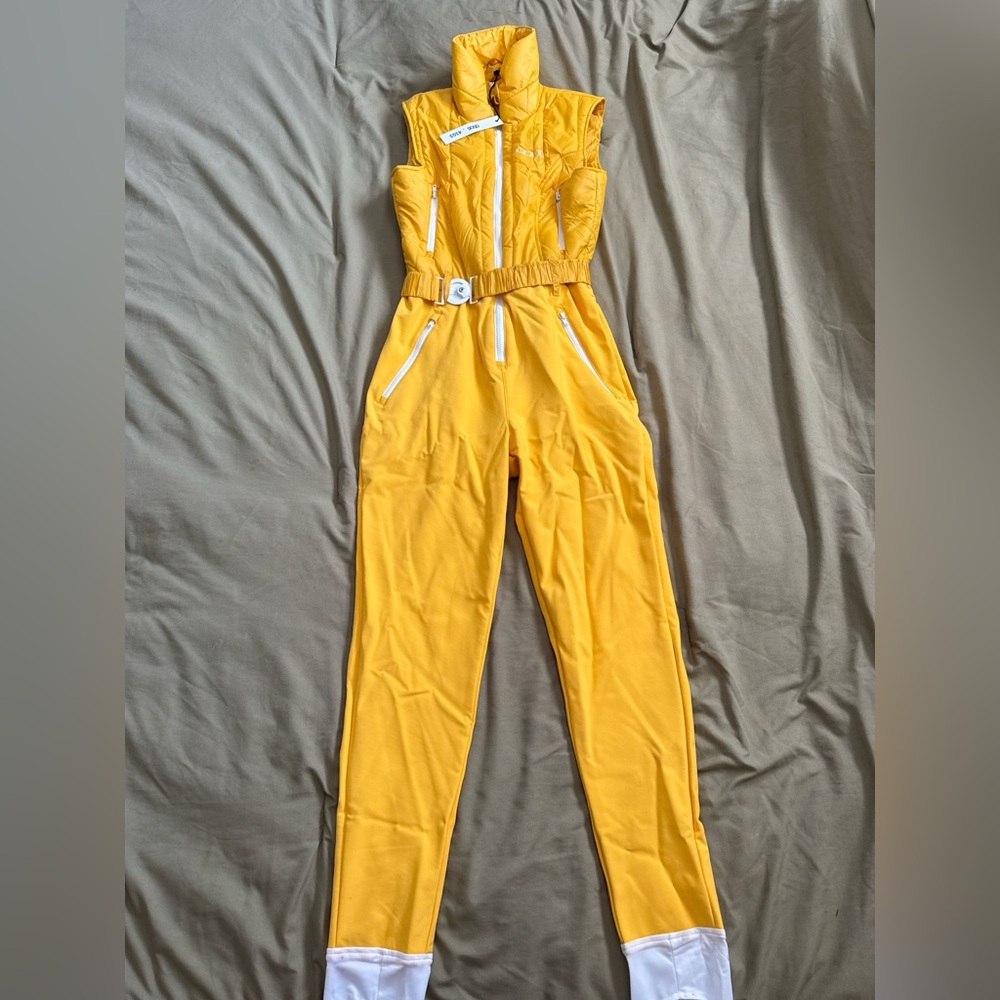 ASOS Yellow Sleeveless Jumpsuit with White Trim